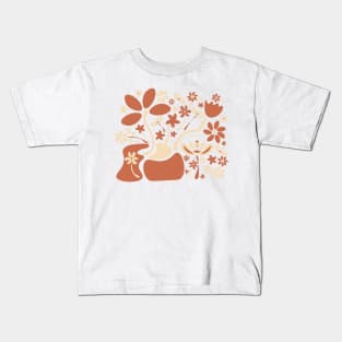 Terracotta and Sand Abstract Flowers Kids T-Shirt